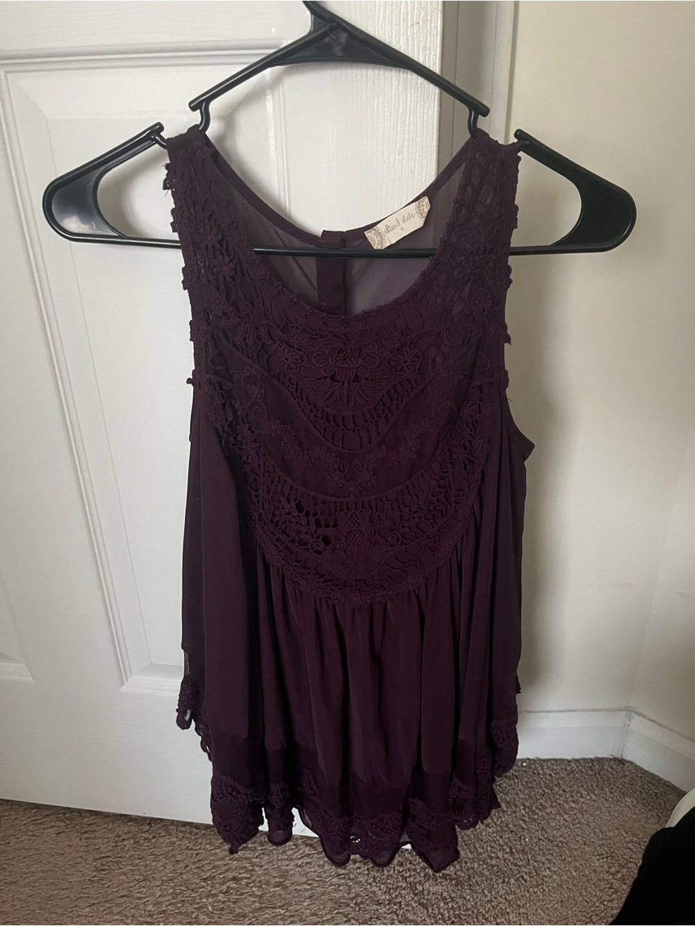 Altar'd State Deep Plum Crochet Yoke Tank